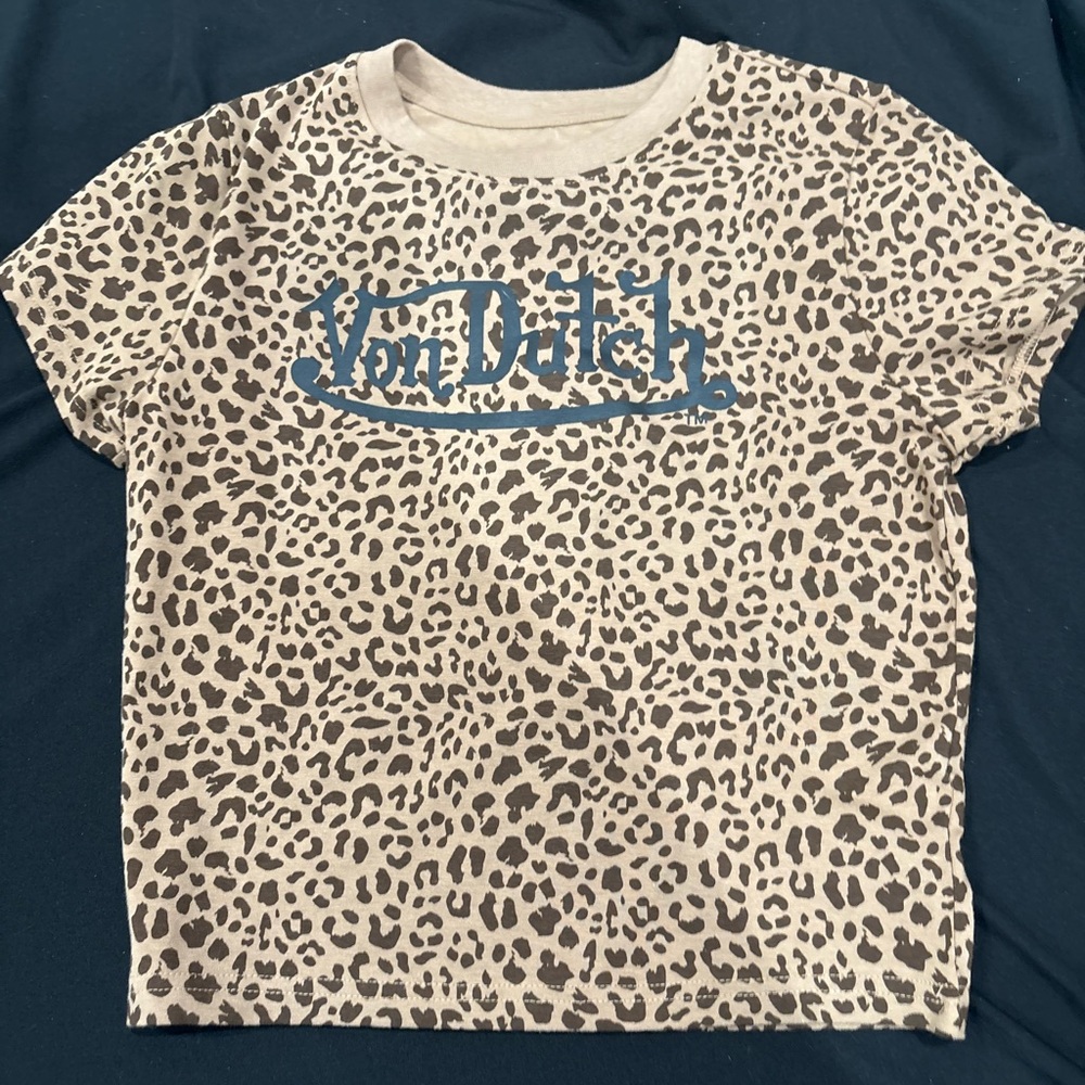 Leopard print Von Dutch cropped tshirt
